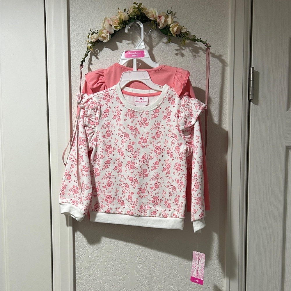 Tommy Bahama Pink and White Floral Kids Sweatshirt 2 Pack